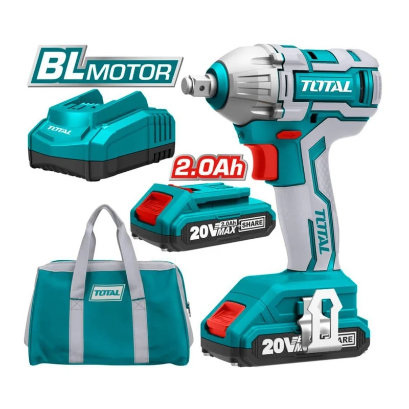 Total Set Taladro de Impacto Inalámbrico Recargable 1/2" 20V, 8 Piezas