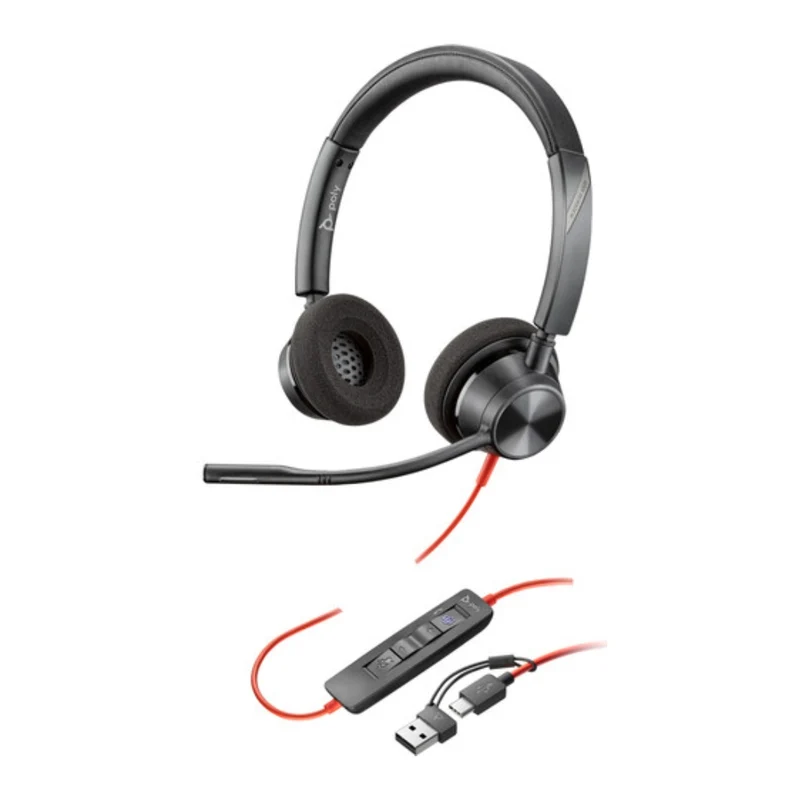 Poly Audífonos Alámbricos de Diadema Blackwire 3320 Stereo, 8X220AA