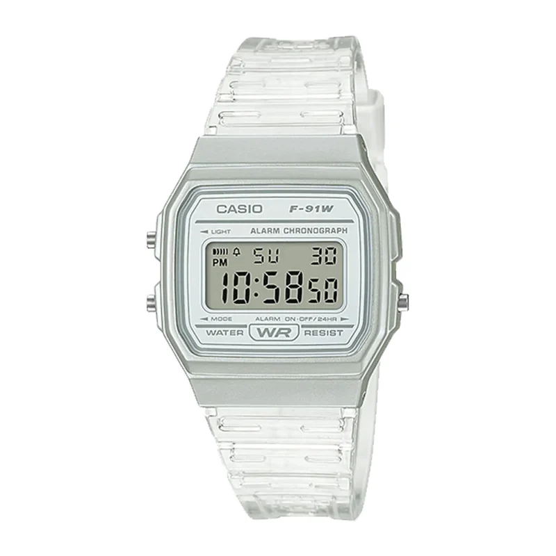 Casio Reloj Digital Blanco Translúcido para Mujer (F-91WS-7)