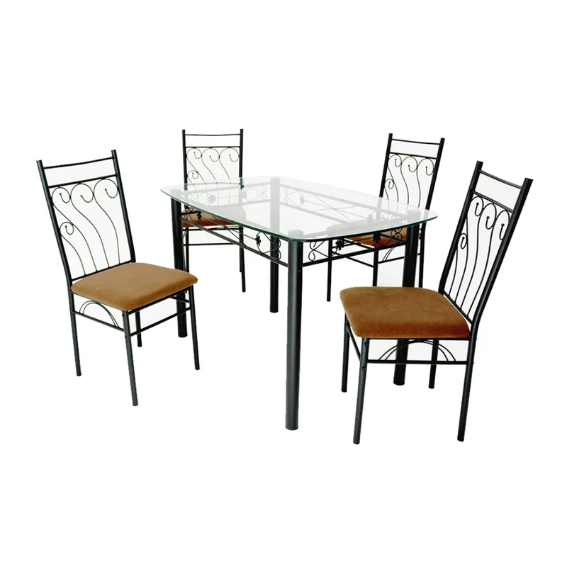 Tokoa Juego de Comedor 4 Sillas Metal/Vidrío (CO-4000)