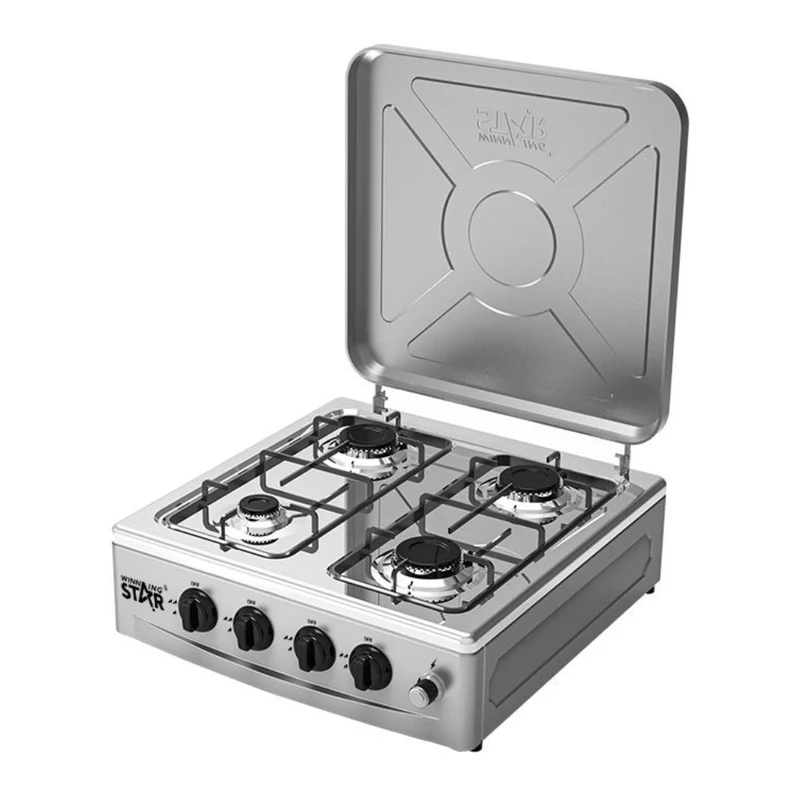 Winning Star Plantilla de Gas 4 Quemadores con Tapa, St-9658