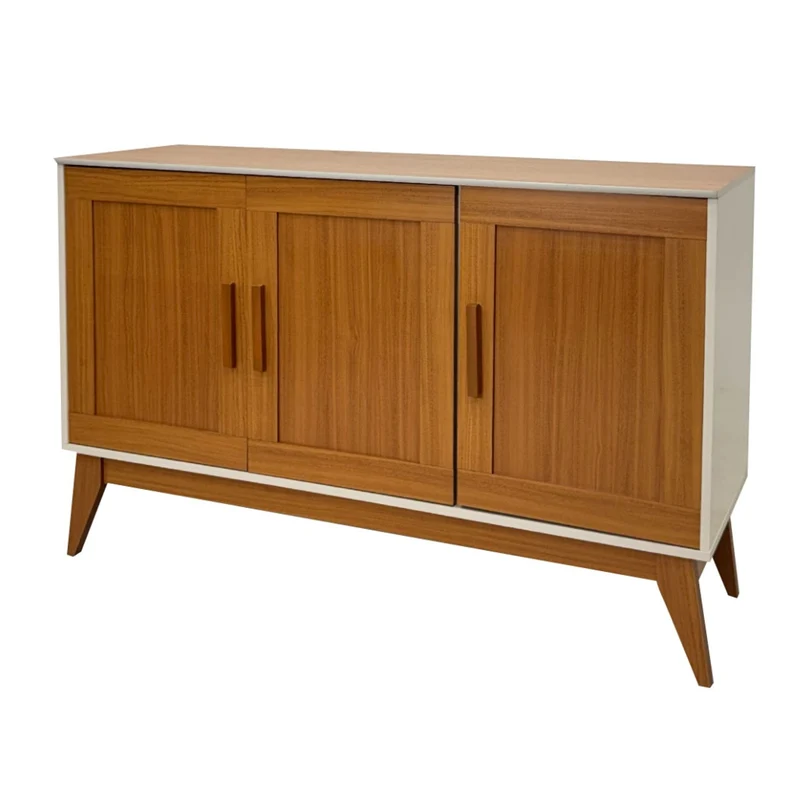 Tokoa Mesa Auxiliar con 3 Puertas 130cm Off White (48434)
