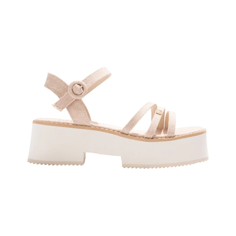 Promise Sandalias de Plataforma Cirene Jute Crema/Cafe para Mujer