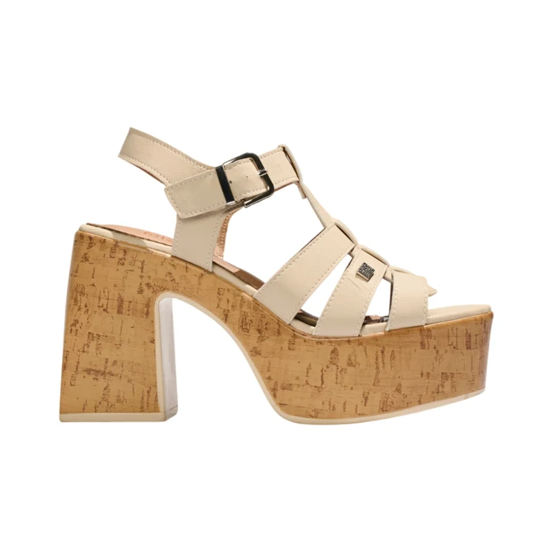 Promise Sandalias de Tacón Praia Crema, para Mujer