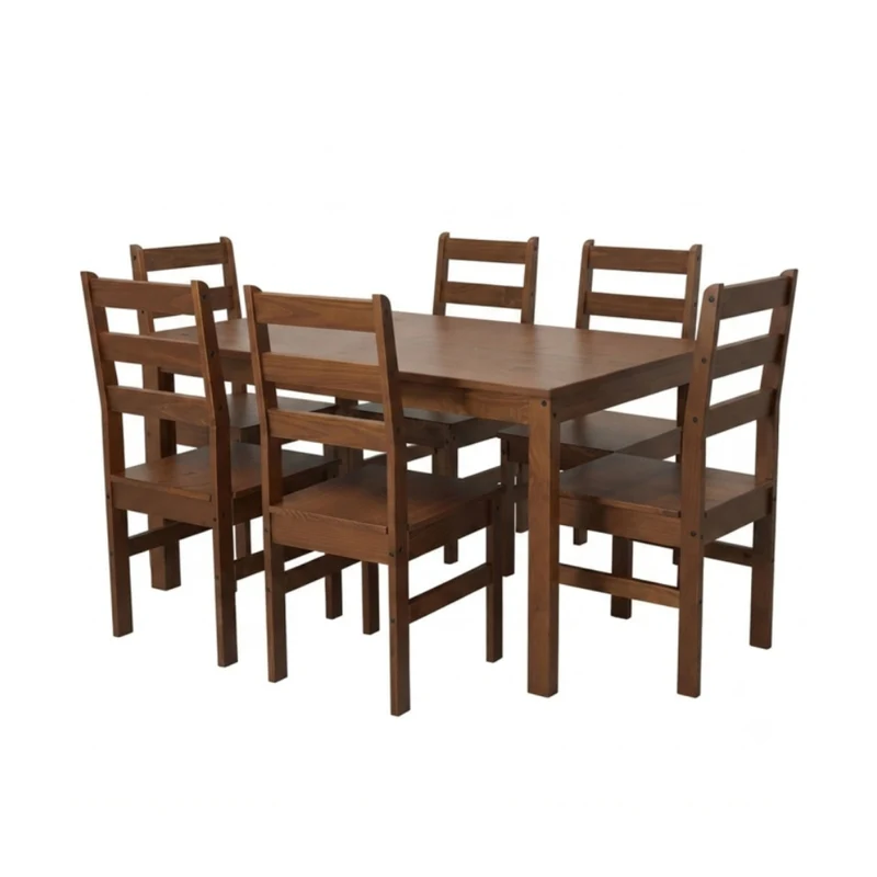 Tokoa Juego de Comedor Rectangular 6 Sillas Madera Castaño (CO-4017)