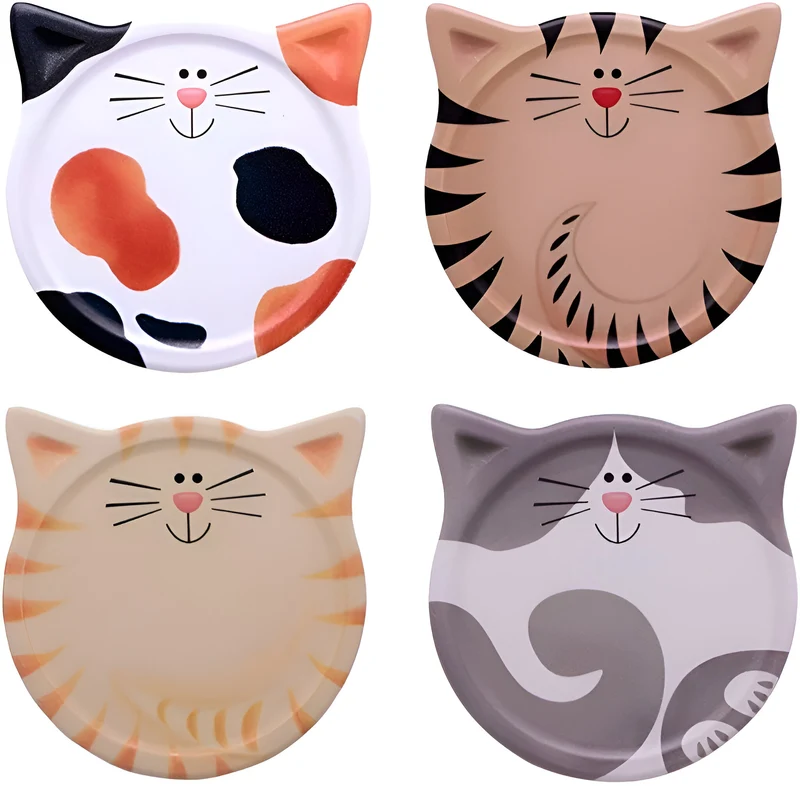 Miomu Set Posavasos de Cerámica, Diseño Cara de Gato