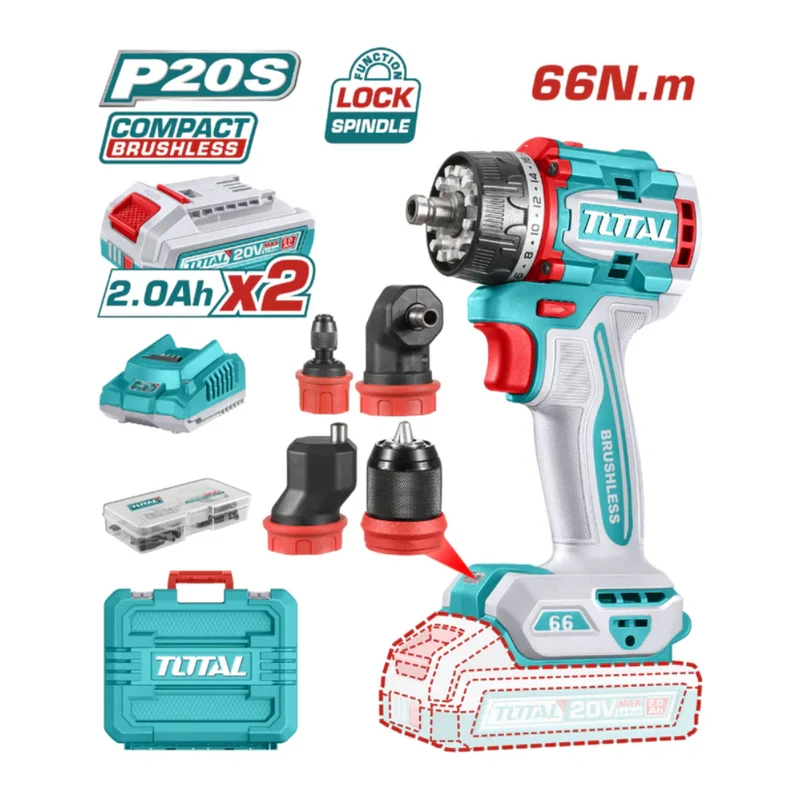 Total Taladro Inalámbrico 1/2 20V 66N, UTDLI206686