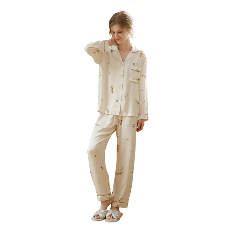 Miomu Pijama de 2 Piezas de Algodón Satinado La Rosa y El Silencio