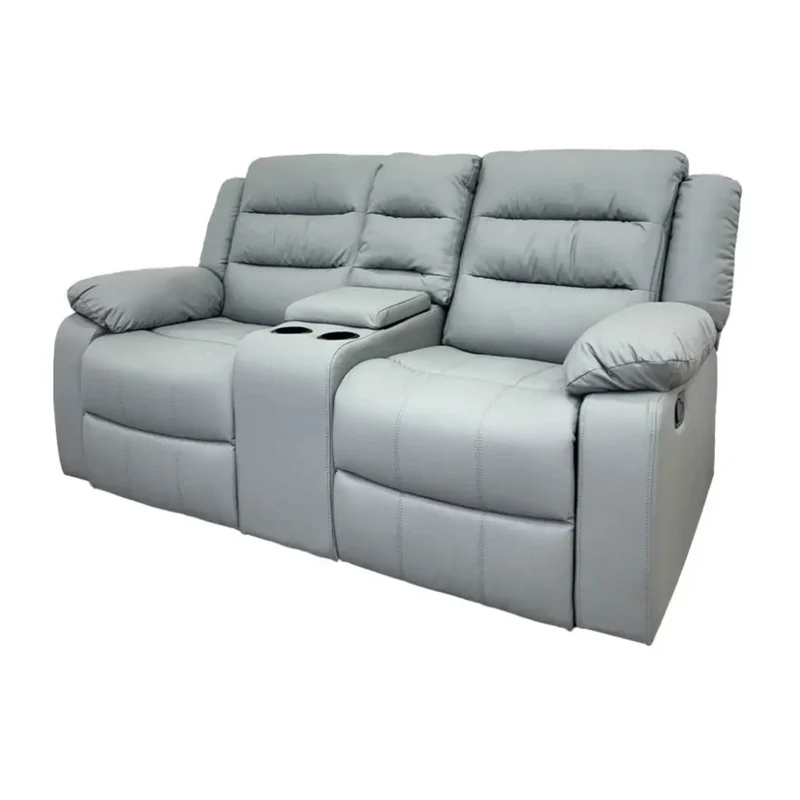 Tokoa Sofá Doble con Consola Reclinable de Vinilo Antirayaduras 180x73x98cm
