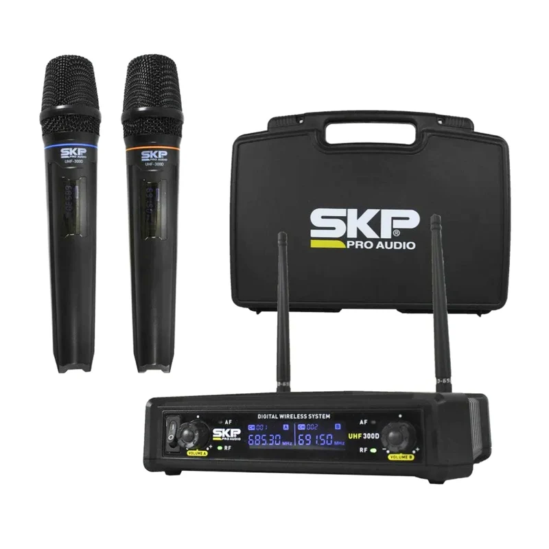 SKP Set Micrófonos Inalámbricos con Receptor, UHF-300D