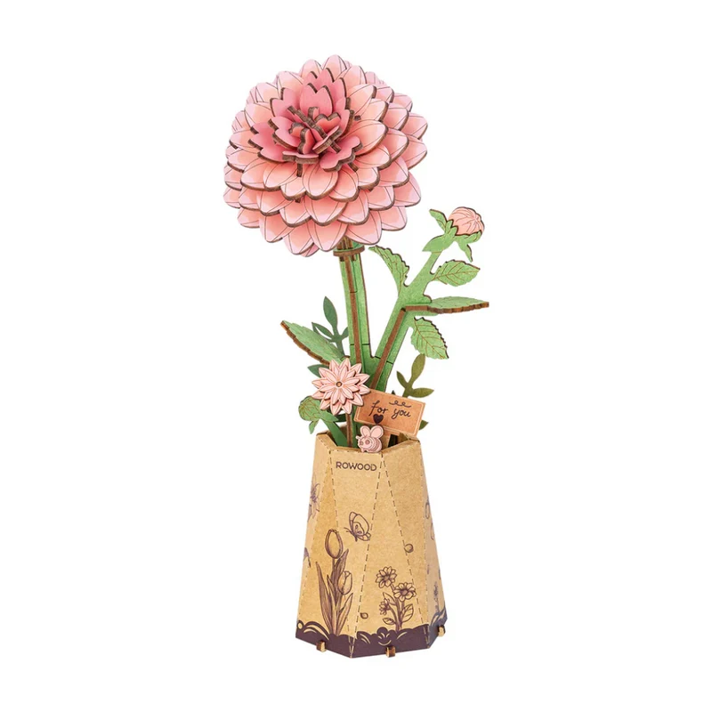 Miomu Rompecabezas de Madera 3D Dalia Rosa Robotime