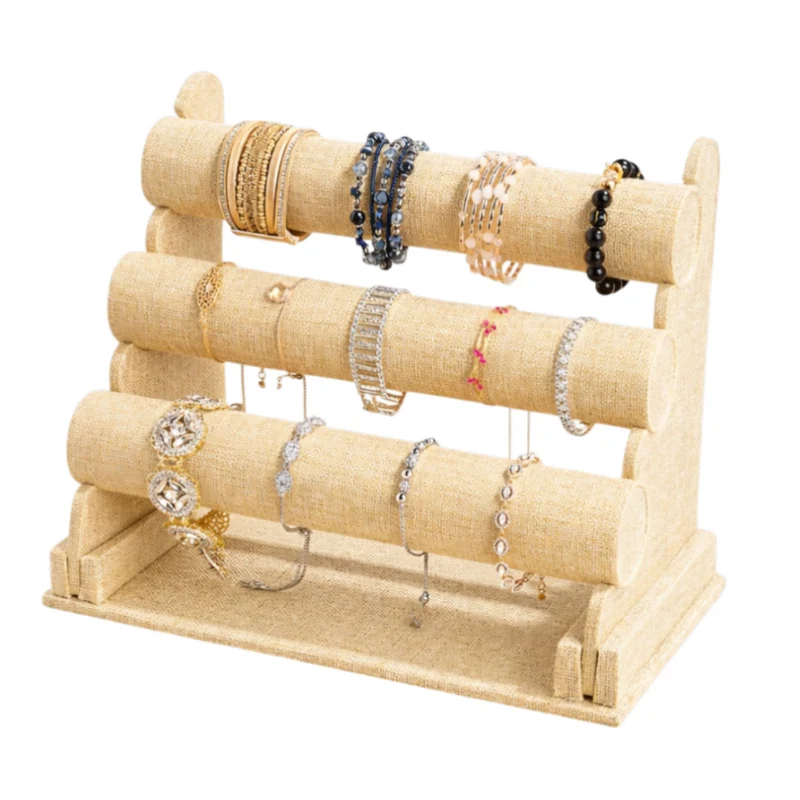 Miomu Exhibidor de Pulseras de Terciopelo con 3 Niveles Tipo T-Bar