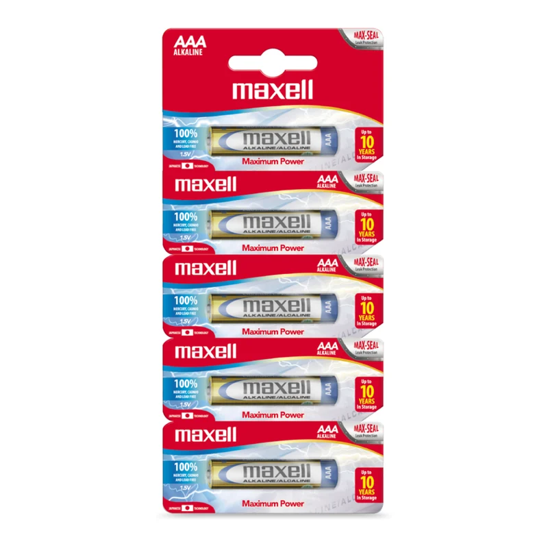 Maxell Baterías Alcalinas AAA, 5 Unidades