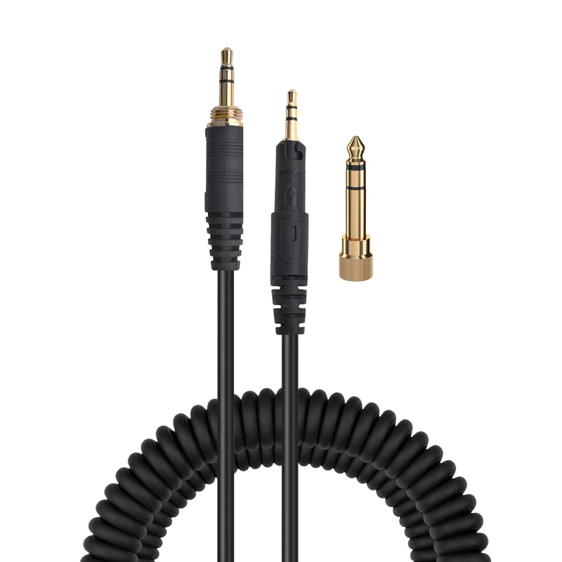 Cavo audio sostitutivo a spirale compatibile con Audio-Technica ATH-M50x, M40x, M70x, M60x - Jack placcati in oro da 2.5 mm a 3.5 mm con adattatore da 6.5 ​​mm