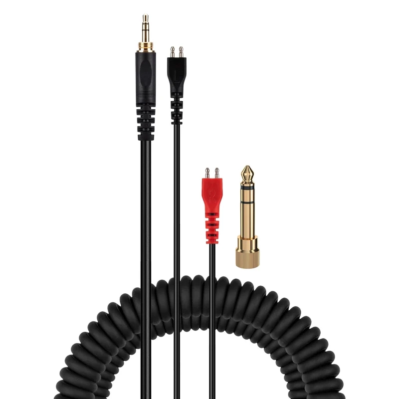 Cavo audio sostitutivo a spirale compatibile con le cuffie Sennheiser HD25, HD560, HD540, HD480, HD430, HD414 e HD250 - Jack placcati in oro da 3.5 mm