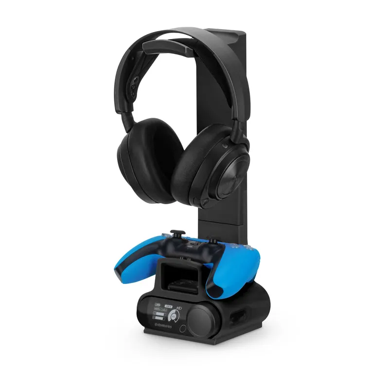 Supporto per cuffie e controller di gioco progettato per le cuffie Steelseries Arctis Nova Pro Wireless, Nova Pro Omni e Nova Elite con dock per la stazione base wireless.