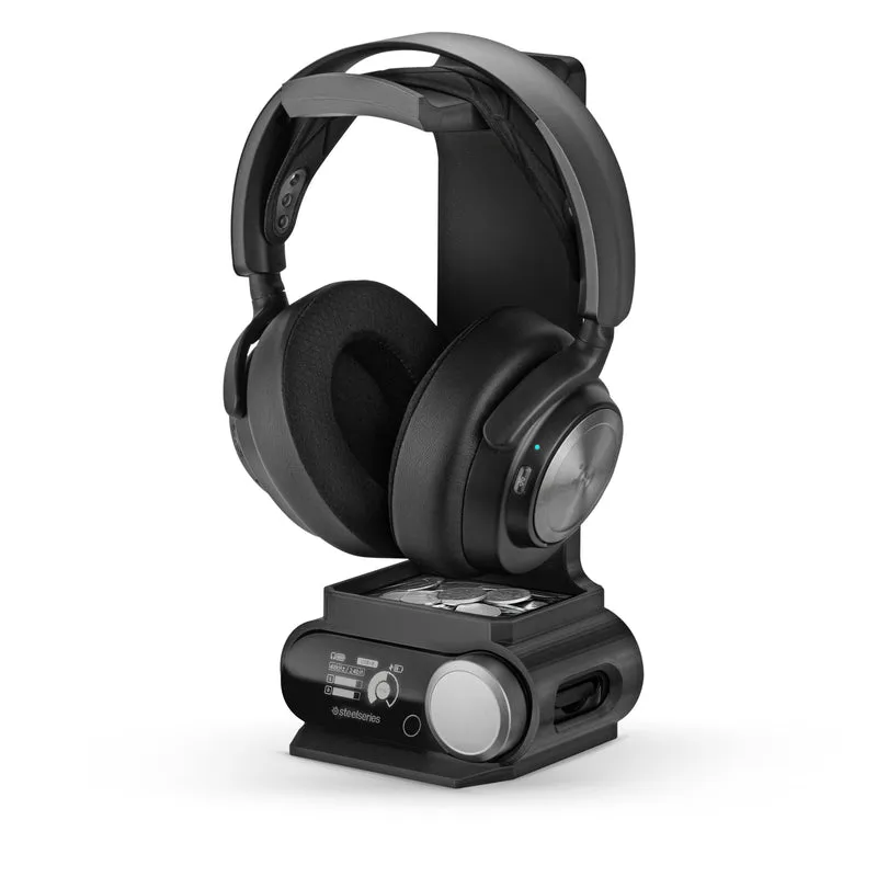 Supporto per cuffie progettato per le cuffie Steelseries Arctis Nova Pro Wireless, Nova Pro Omni e Nova Elite con dock per la stazione base wireless.