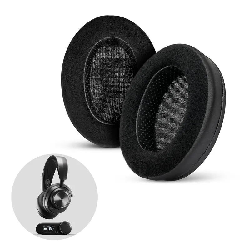 Cuscinetti auricolari ibridi per cuffie Steelseries Arctis Nova Pro Wireless, Nova Pro Omni e Nova Elite - Schiuma a memoria di forma con rivestimento in velluto e pelle PU