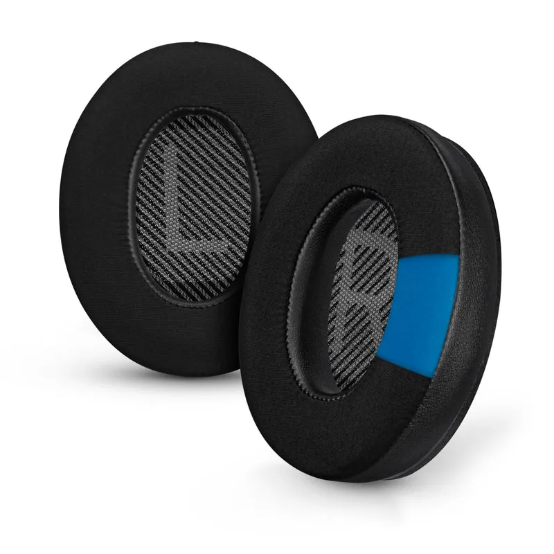 Cuscinetti auricolari di ricambio ibridi per cuffie wireless Bose QuietComfort 25 (QC25), in gel morbido, tessuto traspirante con inserti in pelle PU e memory foam.