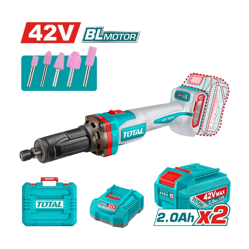 Total Esmeril Recto Inalámbrico 1/4" 42 V, UTDGLI42012