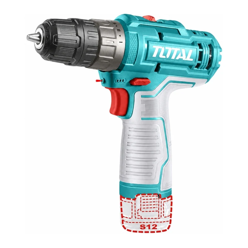 Total Set Taladro Inalámbrico Recargable 12V 3/8 TDLI12206, 5 Piezas