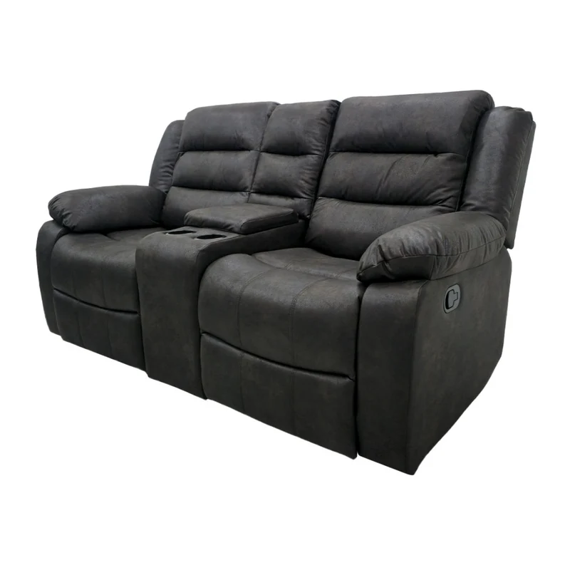Tokoa Sofá Doble con Consola Reclinable Microcuero 185x101x73cm (SA-4370)