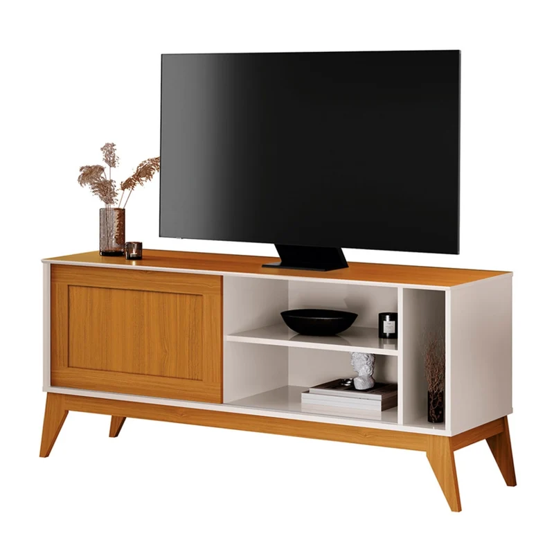 Tokoa Mesa para TV con 1 Puerta y Estantes 136cm Off White (776290)