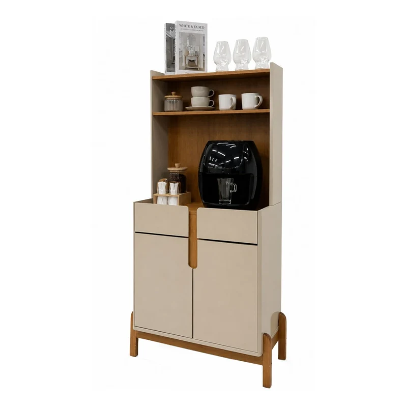 Tokoa Mesa Auxiliar con 2 Puertas y Estantes 80cm Off White (50525344)