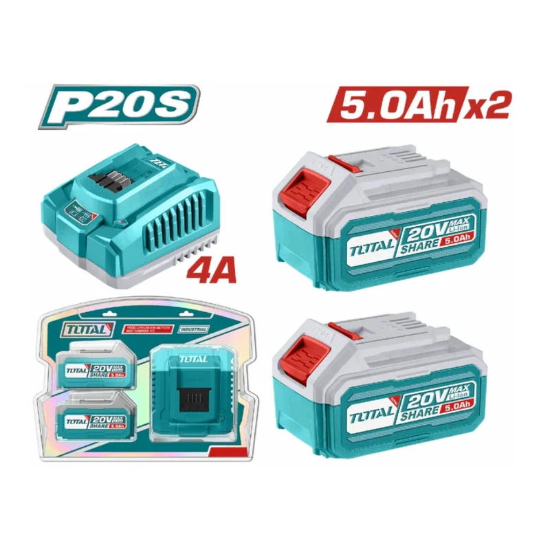 Total Set Baterías 5.0AH y Cargador 20 V, UTFBCPK2513