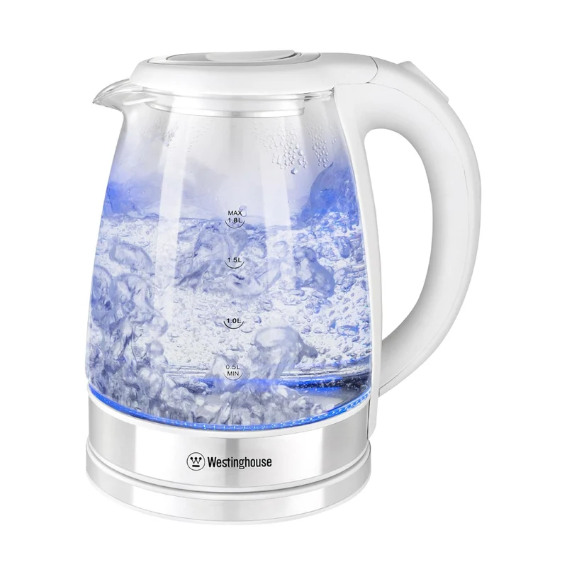 Westinghouse Hervidor Eléctrico de Vidrio Simple Life de 1,8 Litros, WKWKKL21WH
