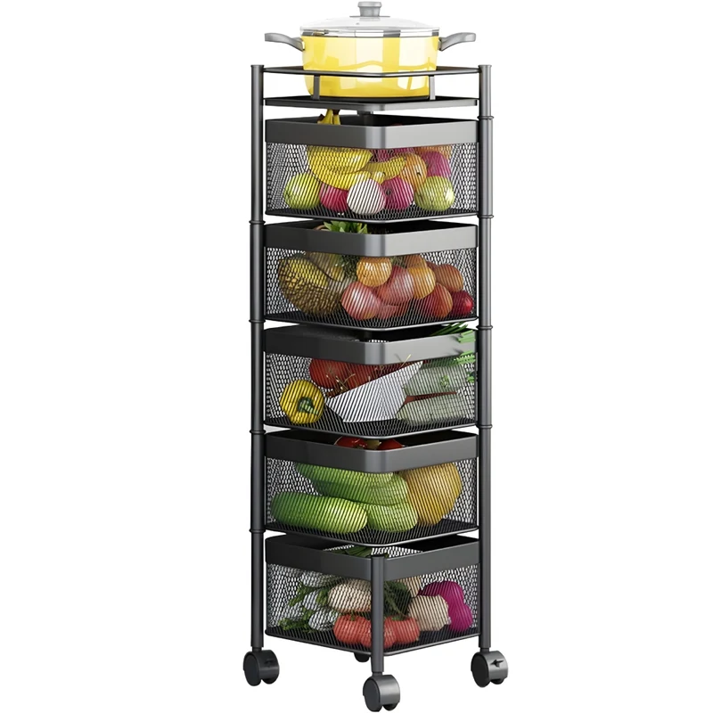 Miomu Estante Giratorio Para Frutas y Verduras Rectangular, 5 Niveles (Verdurero)