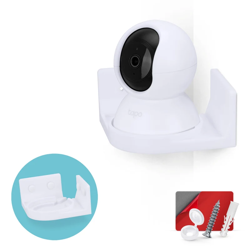 Supporto da parete ad angolo per telecamera per interni Tapo Pan/Tilt C200/C210 per animali domestici e bambini, staffa di supporto per telecamera di sicurezza, riduzione di punti ciechi e disordine, montaggio adesivo e avvitabile