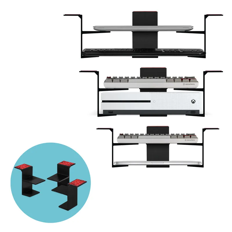 Supporto doppio sotto la scrivania per laptop e dispositivi fino a 3" di spessore come router Box per cavi Piccoli computer MacBook Surface Tastiera Modem Switch di rete e altro