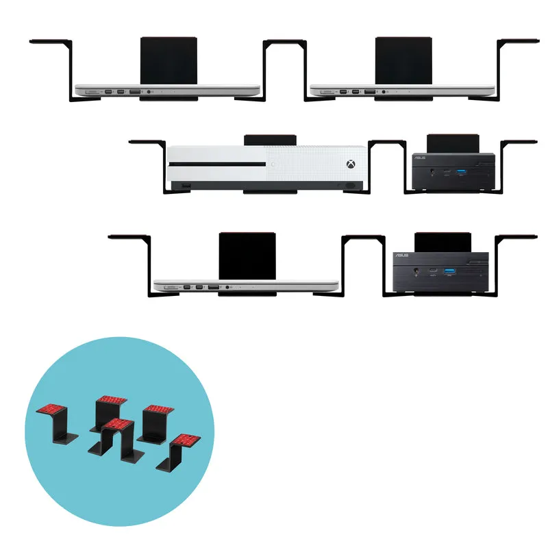 Doppia sotto la scrivania Supporto per laptop e dispositivi, adesivo e avvitabile, dispositivi fino a 3" come piccoli computer portatili Macbook Surface Keyboard Router Modem Cable Box Switch di rete e altro