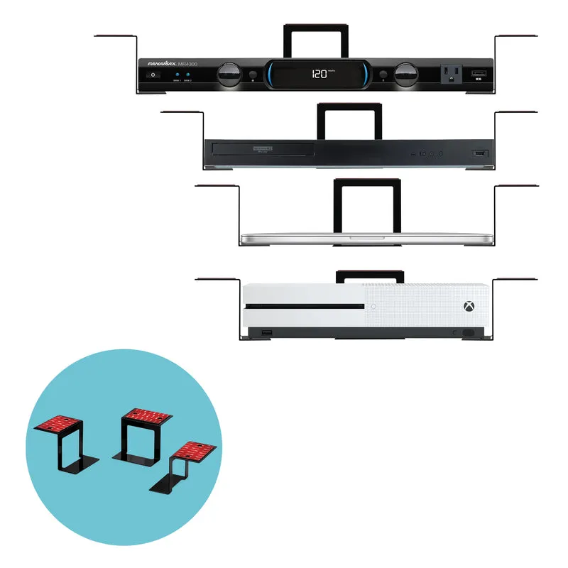 Supporto per laptop, decoder via cavo e router da 3" in metallo sotto la scrivania, adesivo e avvitabile, può contenere dispositivi fino a 3" come piccoli computer, Macbook, Surface, tastiere, switch di rete, modem e altro