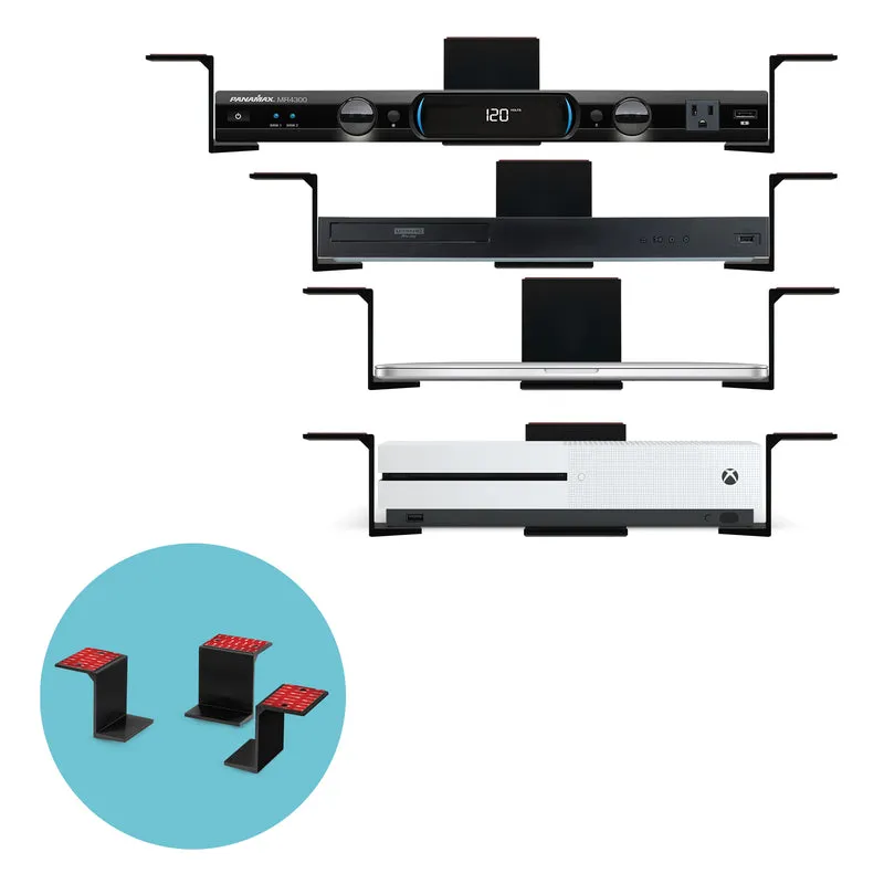 Supporto da scrivania per laptop e dispositivi fino a 7,6 cm (3"), con adesivo e viti, adatto a dispositivi fino a 7,6 cm (3") come piccoli computer, laptop, Macbook, Surface, tastiere, router, modem, decoder, switch di rete e altro ancora.