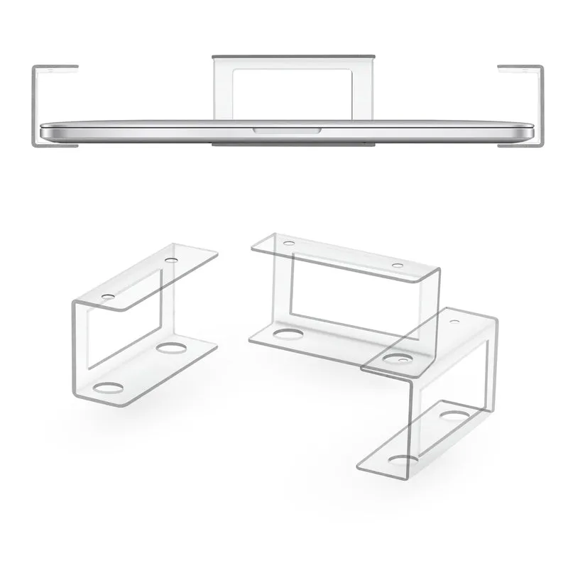 Supporto per laptop sotto la scrivania Montaggio trasparente VHB e dispositivi avvitabili come laptop Macbook Surface Keyboard Router Modem Cable Box Switch di rete e altro