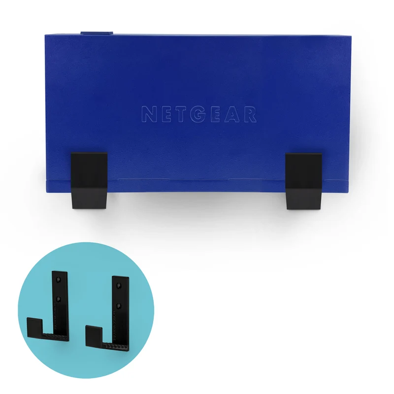 Supporto per gancio per montaggio a parete con scatola per cavi da 2.5", adesivo e avvitabile, per router, laptop, modem, rete Wi-Fi, Apple TV, switch di rete e altro