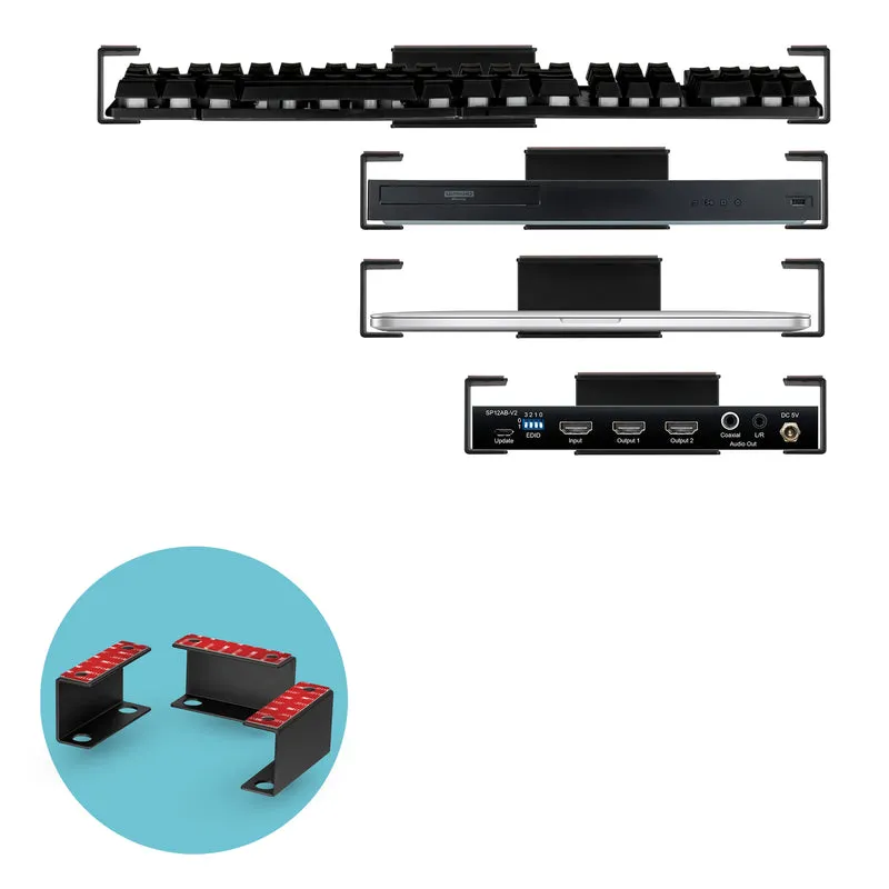 Supporto per laptop sotto la scrivania in metallo, supporto per dispositivi come laptop, MacBook Surface Keyboard Router Modem Cable Box Switch di rete e altro