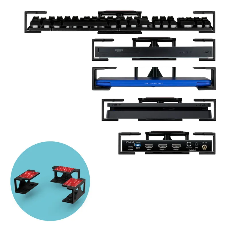Supporto per laptop sotto la scrivania con adesivo e viti per dispositivi come laptop Macbook Surface Keyboard Router Modem Cable Box Switch di rete e altro