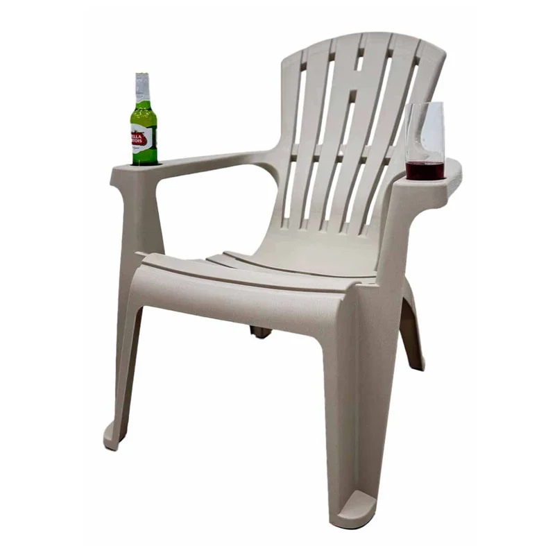 Tokoa Silla de Plástico con Porta Vasos Taupe (EX-7180)