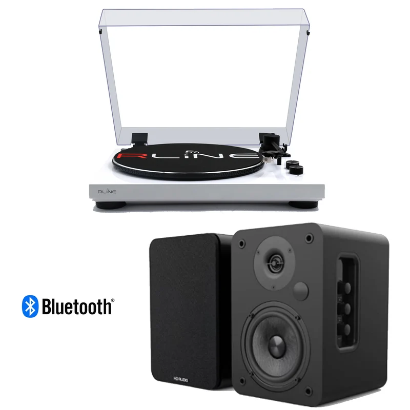 RLINE RLTN11WH Giradischi a cinghia BT Bianco Lucido+RLINE RLSP04MB 2 Diffusori