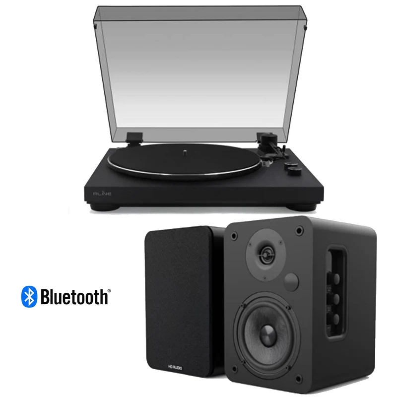 RLINE RLTN05MB Giradischi a cinghia con BT Matt Black+RLINE RLSP04MB 2 Diffusori