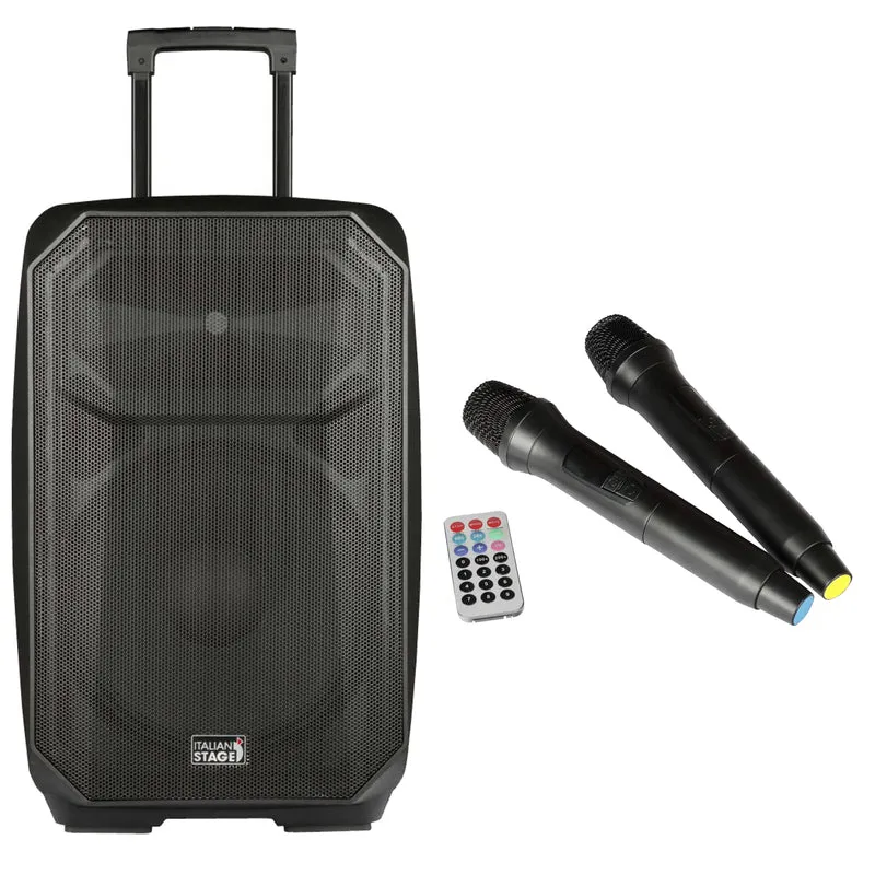 Italian Stage IS FRX14AW Trolley Cassa Attiva a batteria 200w+ BT+2Mic Wireless