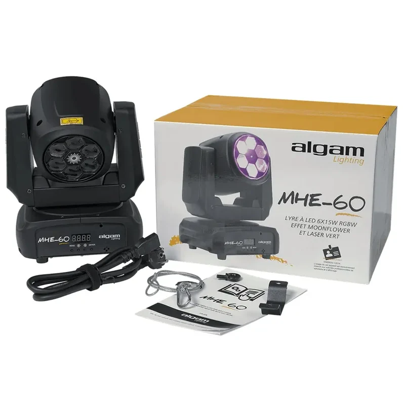 Algam Lighting MHE-60 Testa Mobile LED Wash da 60W con Laser Verde