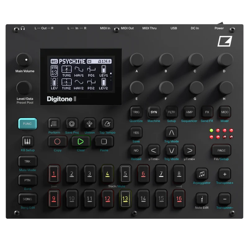 Elektron DIGITONE II BLACK Sintetizzatore Polifon. e Sequencer a 16Trk 128 slot