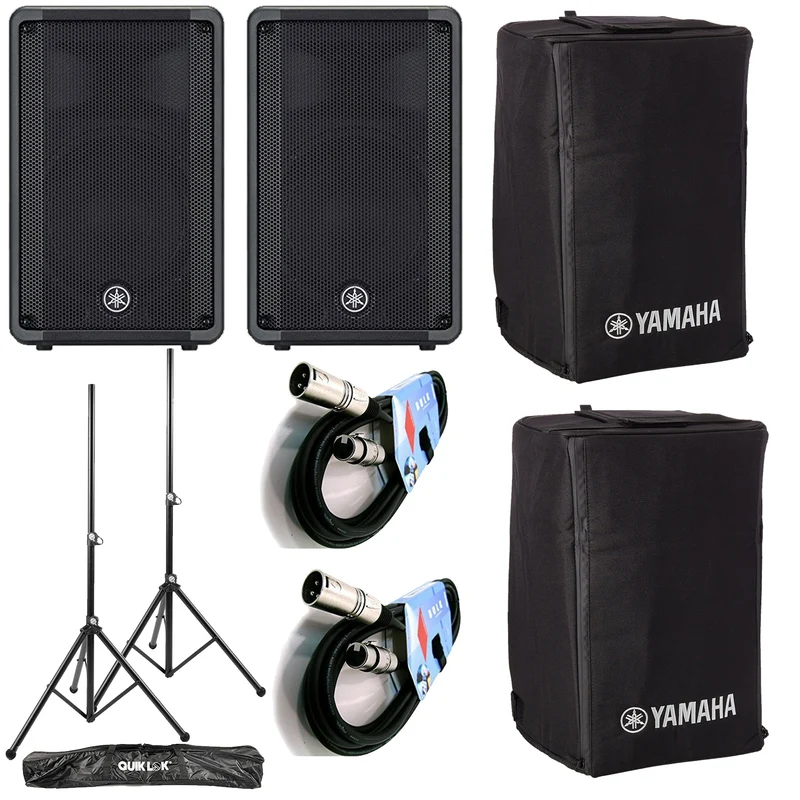 Yamaha DBR15 2xCassa Att.1000w+SPCVR-1501 Cover+Quik Lok S171PAK-BB+2BULK250LU10
