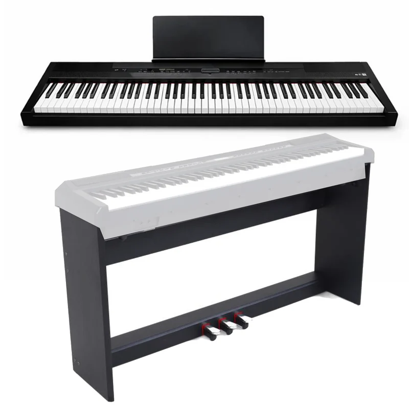 Echord SP20 BLK Piano Digit 88T Pesati Nero + WS10 Supporto in legno tre pedali