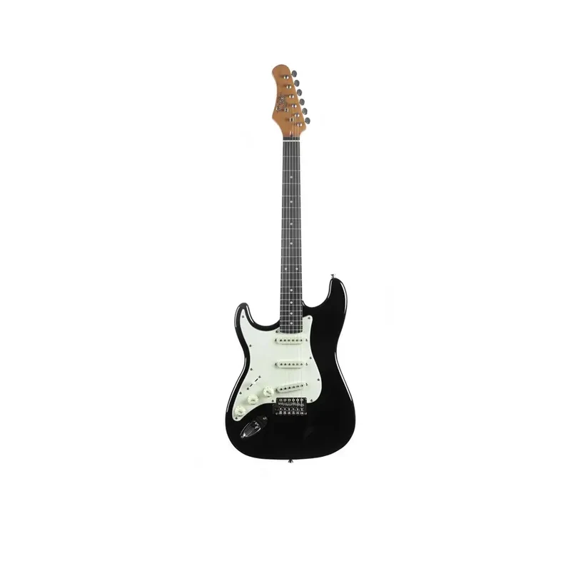 Eko ST-300 BLACK LH Chitarra Elettrica Mancina a 22 Tasti e 3 pickup single-coil