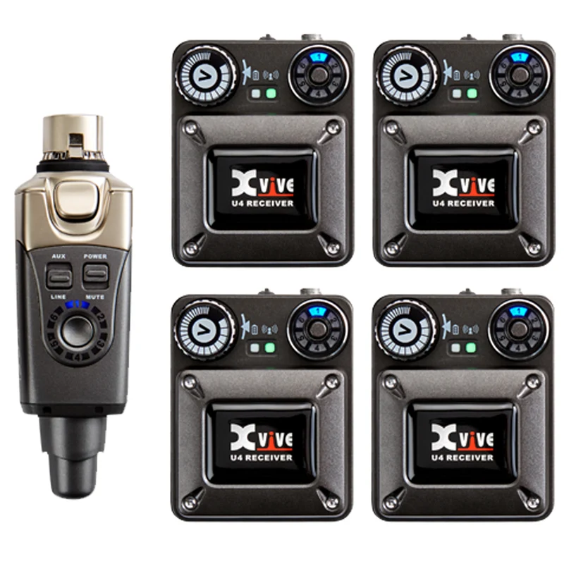Xvive U4r4 In Ear Monitor Kit Sistema audio digit. 4 ricevitori +1 trasmettitore
